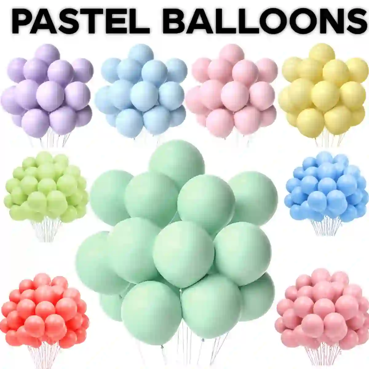 بالونات باستيل لون واحد متعددة 50 بالونة